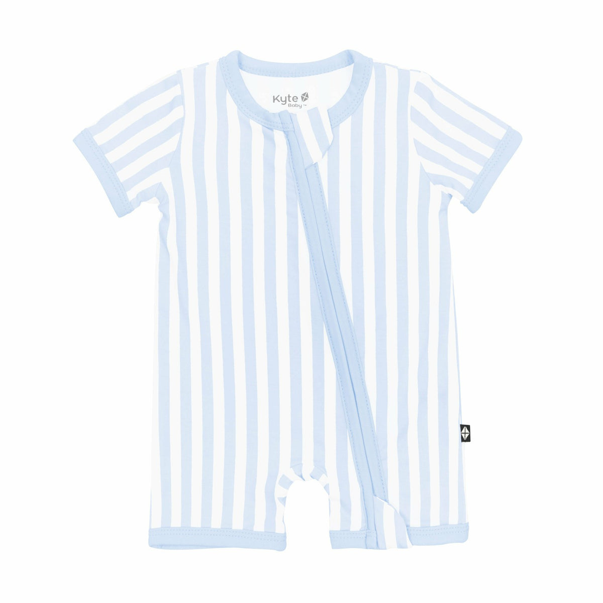 Zipper Shortall Romper in Small Mist Stripe | Kyte Baby