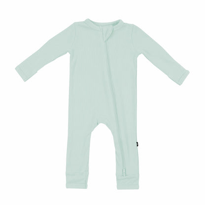 Ribbed Zipper Romper in Sage | Kyte Baby