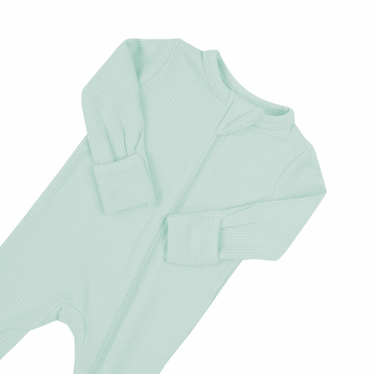 Ribbed Zipper Romper in Sage | Kyte Baby