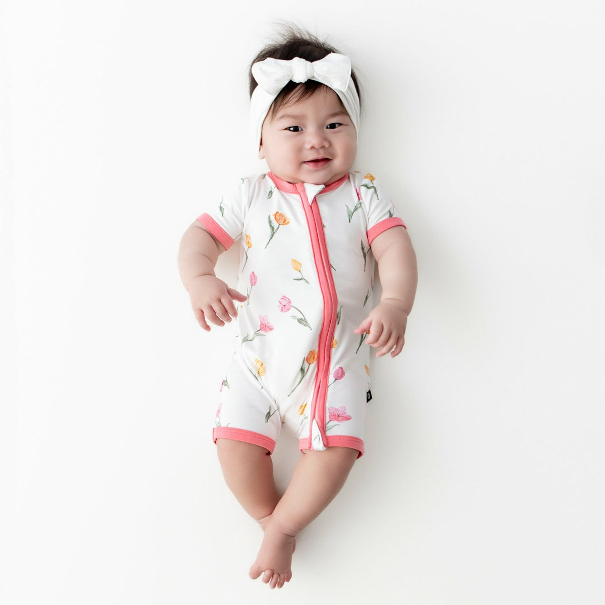 Zipper Shortall Romper in Tulip | Kyte Baby