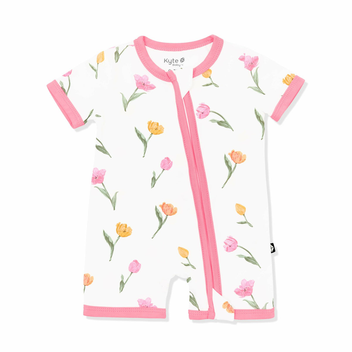 Zipper Shortall Romper in Tulip | Kyte Baby