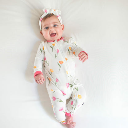 Zippered Romper in Tulip | Kyte Baby