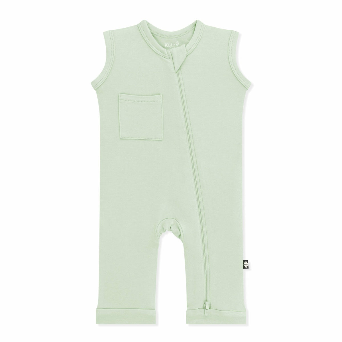 Zippered Sleeveless Romper in Basil | Kyte Baby