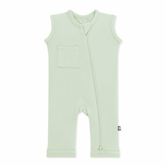 Zippered Sleeveless Romper in Basil | Kyte Baby