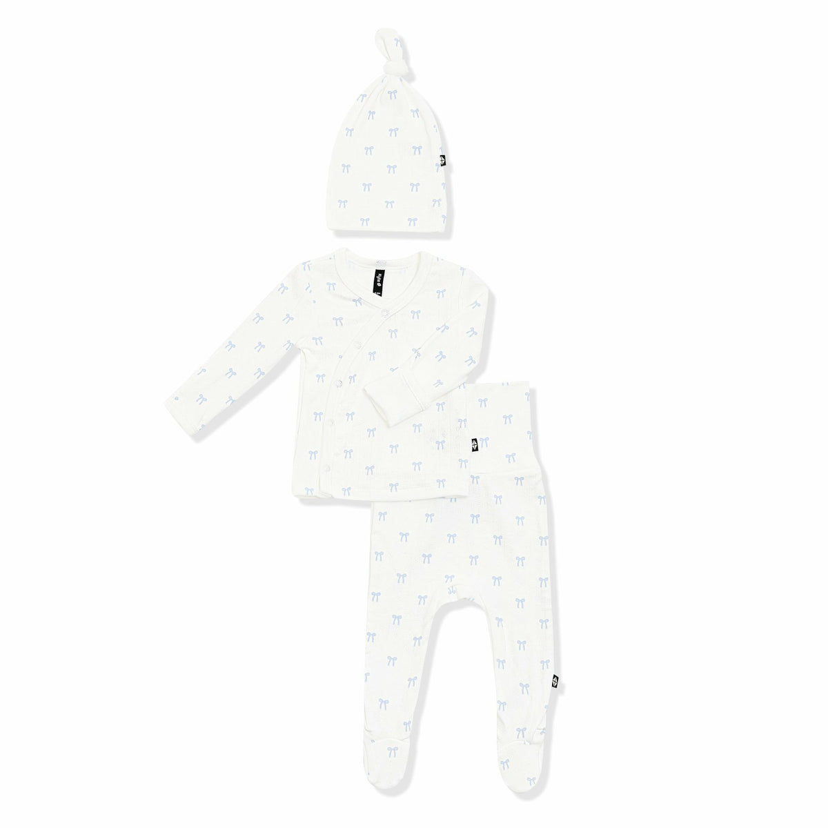 Pointelle Take Me Home Set with Cap in Sweet Blue Bow | Kyte Baby