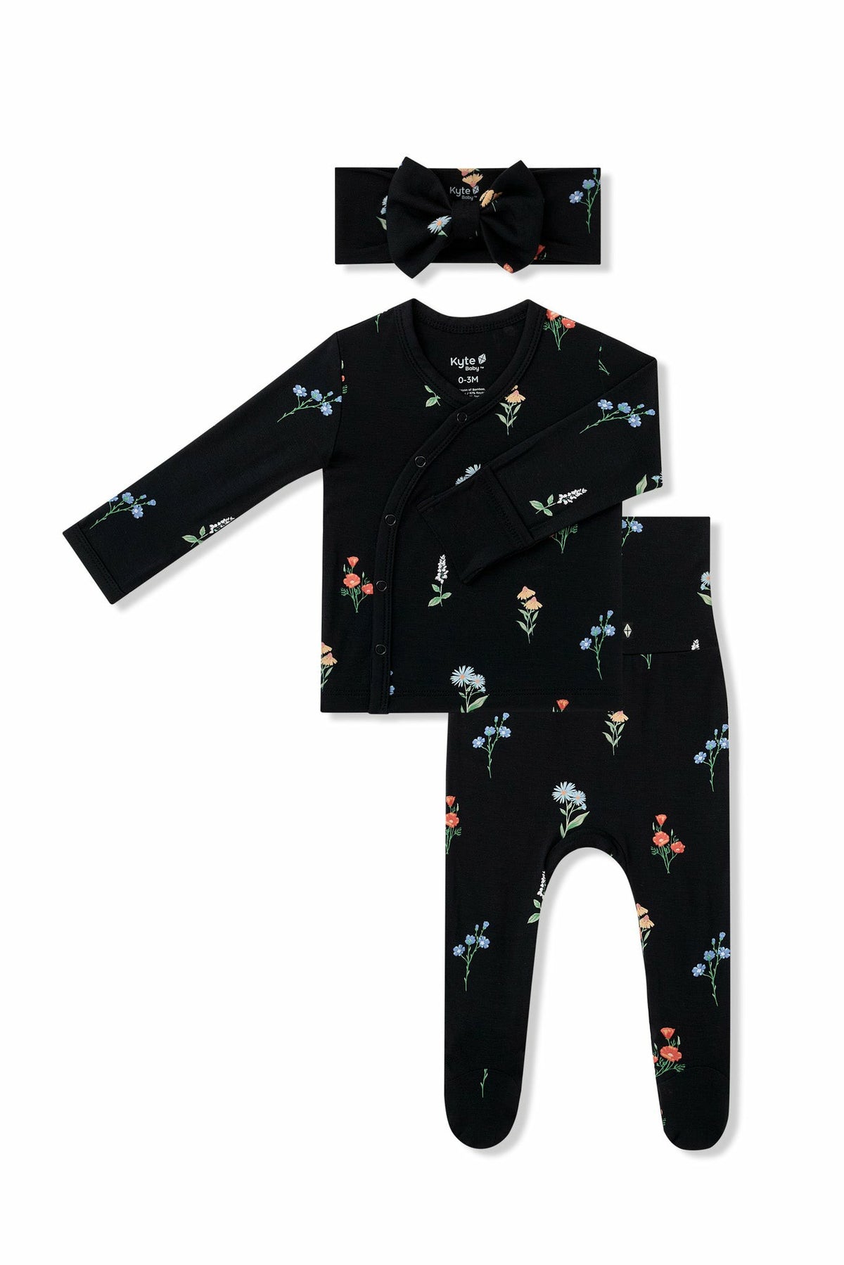 Take Me Home Set with Bow in Midnight Wildflower | Kyte Baby