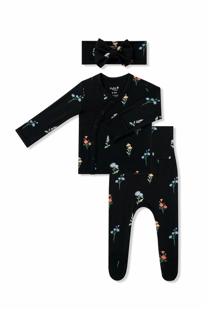 Take Me Home Set with Bow in Midnight Wildflower | Kyte Baby