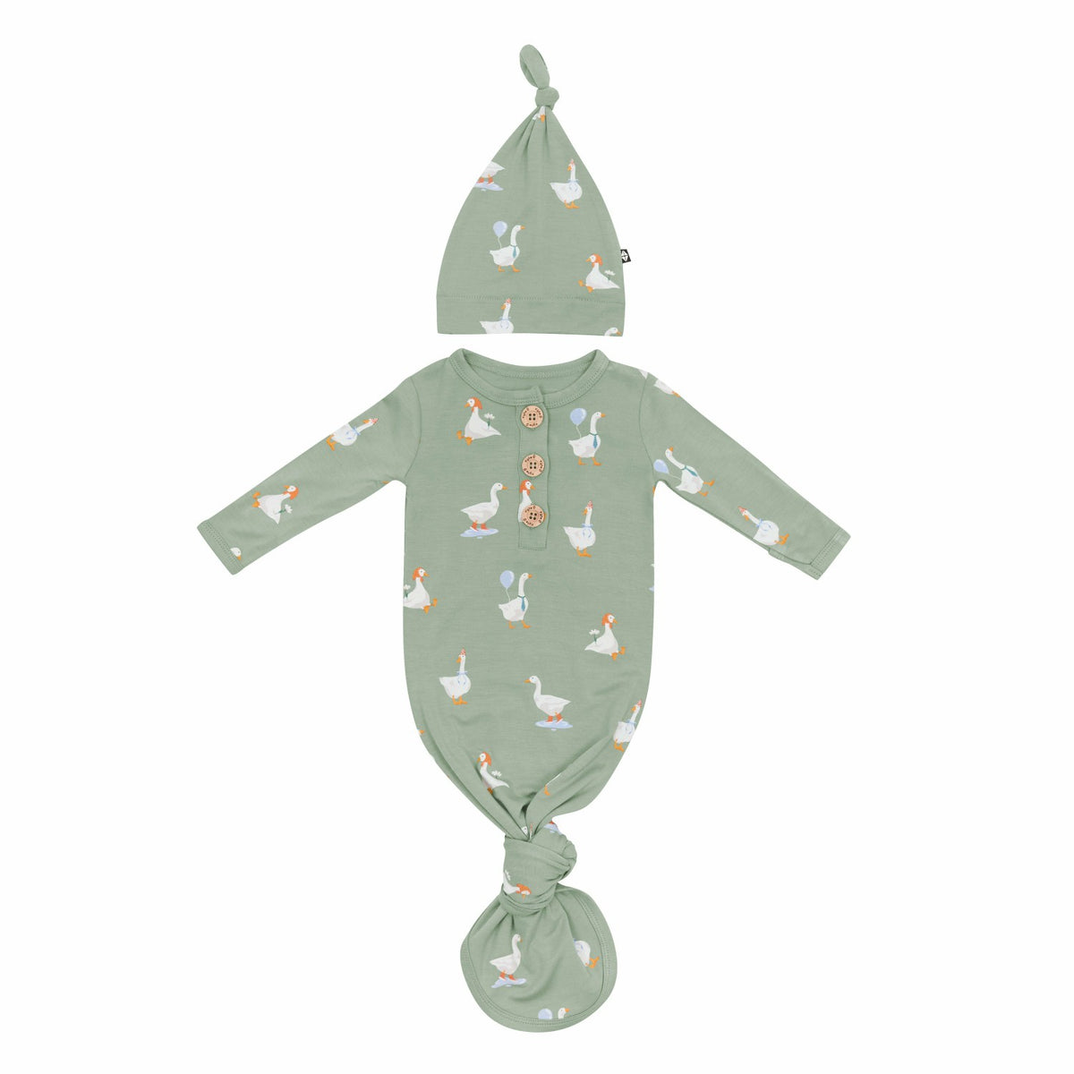 Knotted Day Gown with Hat Set in Silly Goose | Kyte Baby
