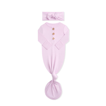 Knotted Gown with Bow Set in Cloud | Kyte Baby