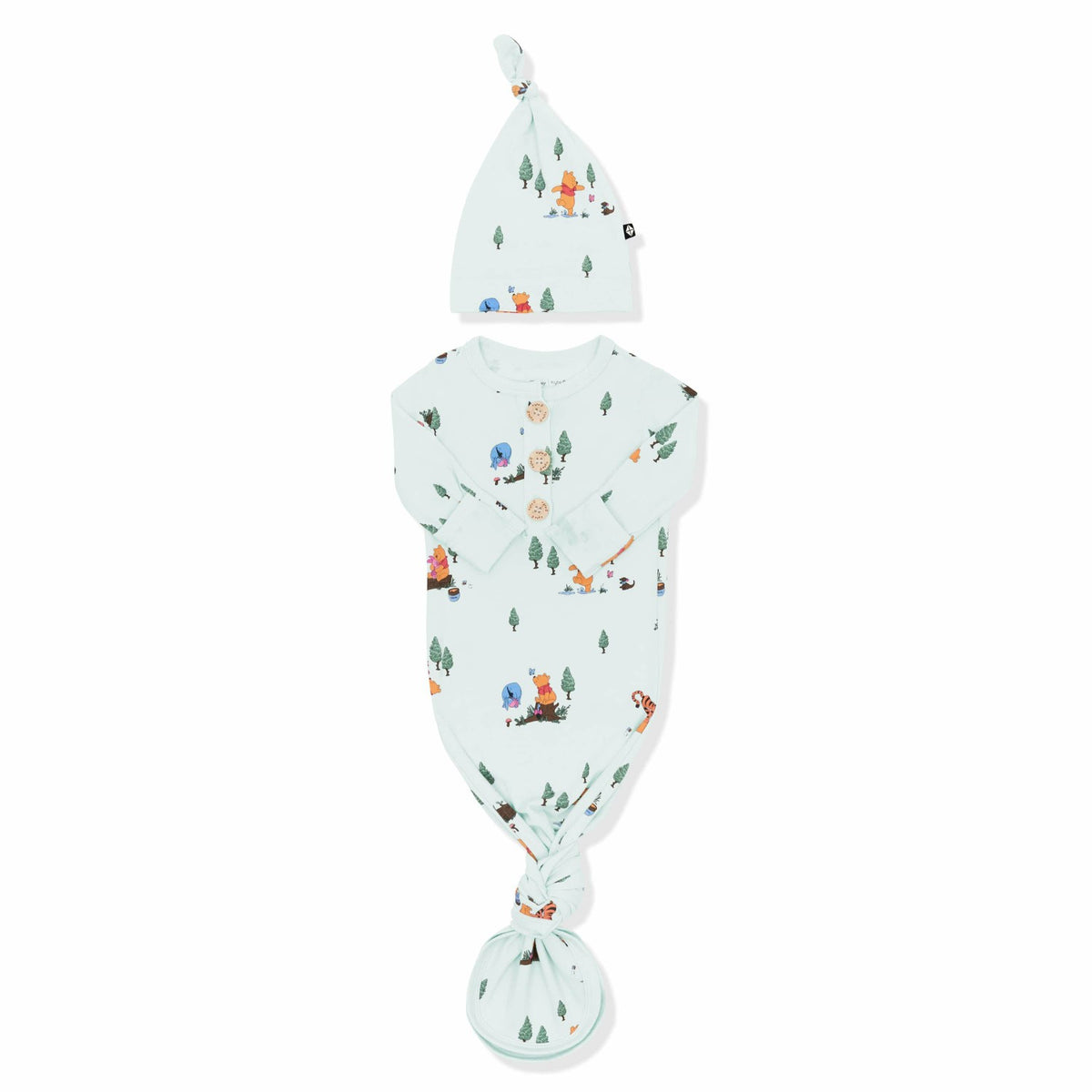 Knotted Day Gown with Hat Set in Winnie the Pooh Hundred Acre Wood | Kyte Baby