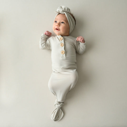 Oat Knotted Gown Bow Set | Kyte Baby