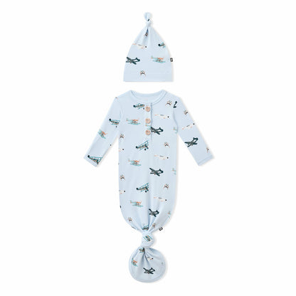 Knotted Day Gown with Hat Set in Take Off | Kyte Baby