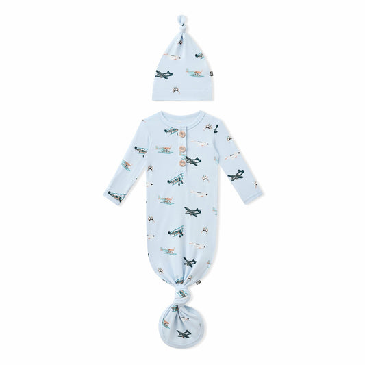 Knotted Day Gown with Hat Set in Take Off | Kyte Baby