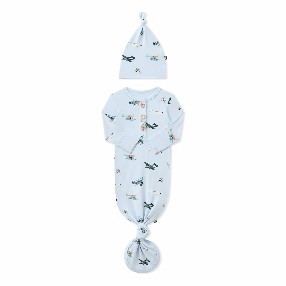 Knotted Day Gown with Hat Set in Take Off | Kyte Baby