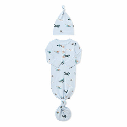 Knotted Day Gown with Hat Set in Take Off | Kyte Baby