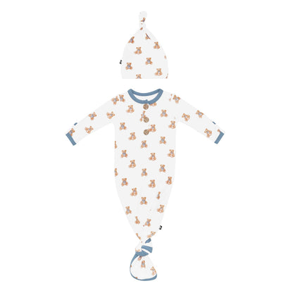 Knotted Day Gown with Hat Set in Teddy Bear | Kyte Baby