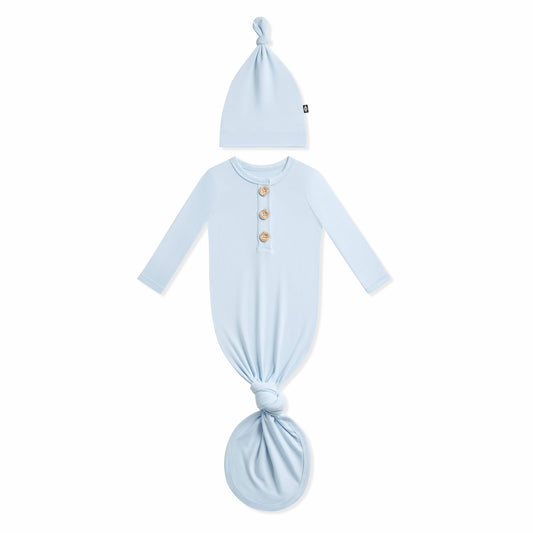Knotted Day Gown with Hat Set in Breeze | Kyte Baby