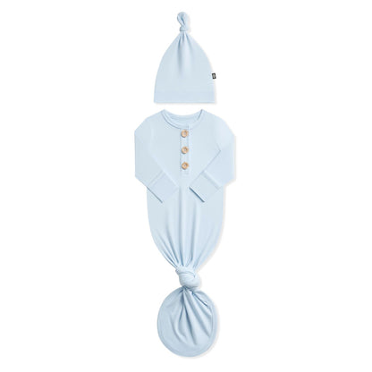 Knotted Day Gown with Hat Set in Breeze | Kyte Baby