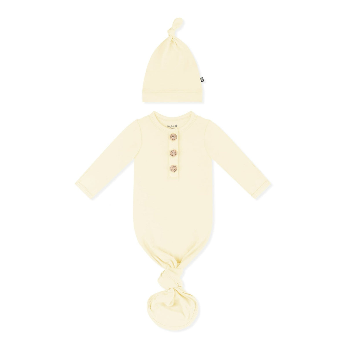 Knotted Day Gown with Hat Set in Chamomile | Kyte Baby