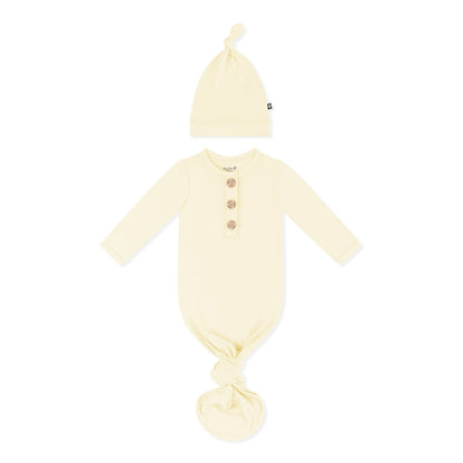 Knotted Day Gown with Hat Set in Chamomile | Kyte Baby
