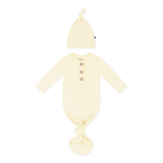 Knotted Day Gown with Hat Set in Chamomile | Kyte Baby