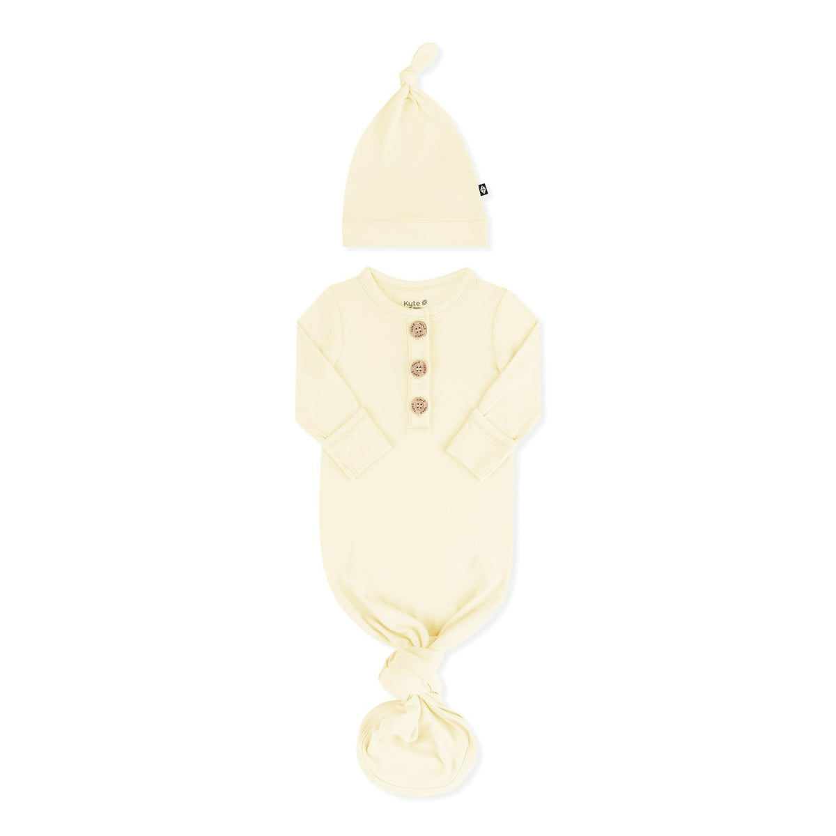 Knotted Day Gown with Hat Set in Chamomile | Kyte Baby