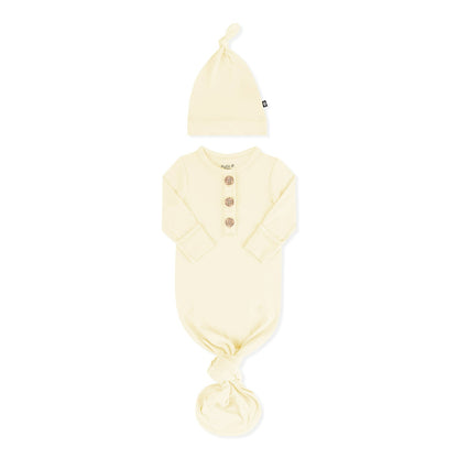 Knotted Day Gown with Hat Set in Chamomile | Kyte Baby