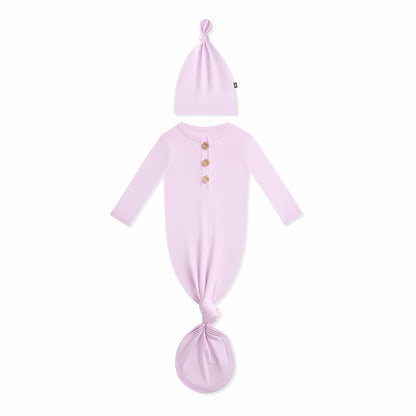 Knotted Day Gown with Hat Set in Thistle | Kyte Baby