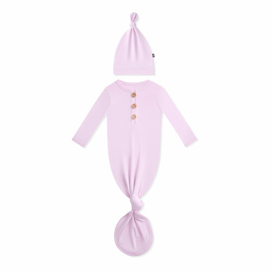 Knotted Day Gown with Hat Set in Thistle | Kyte Baby