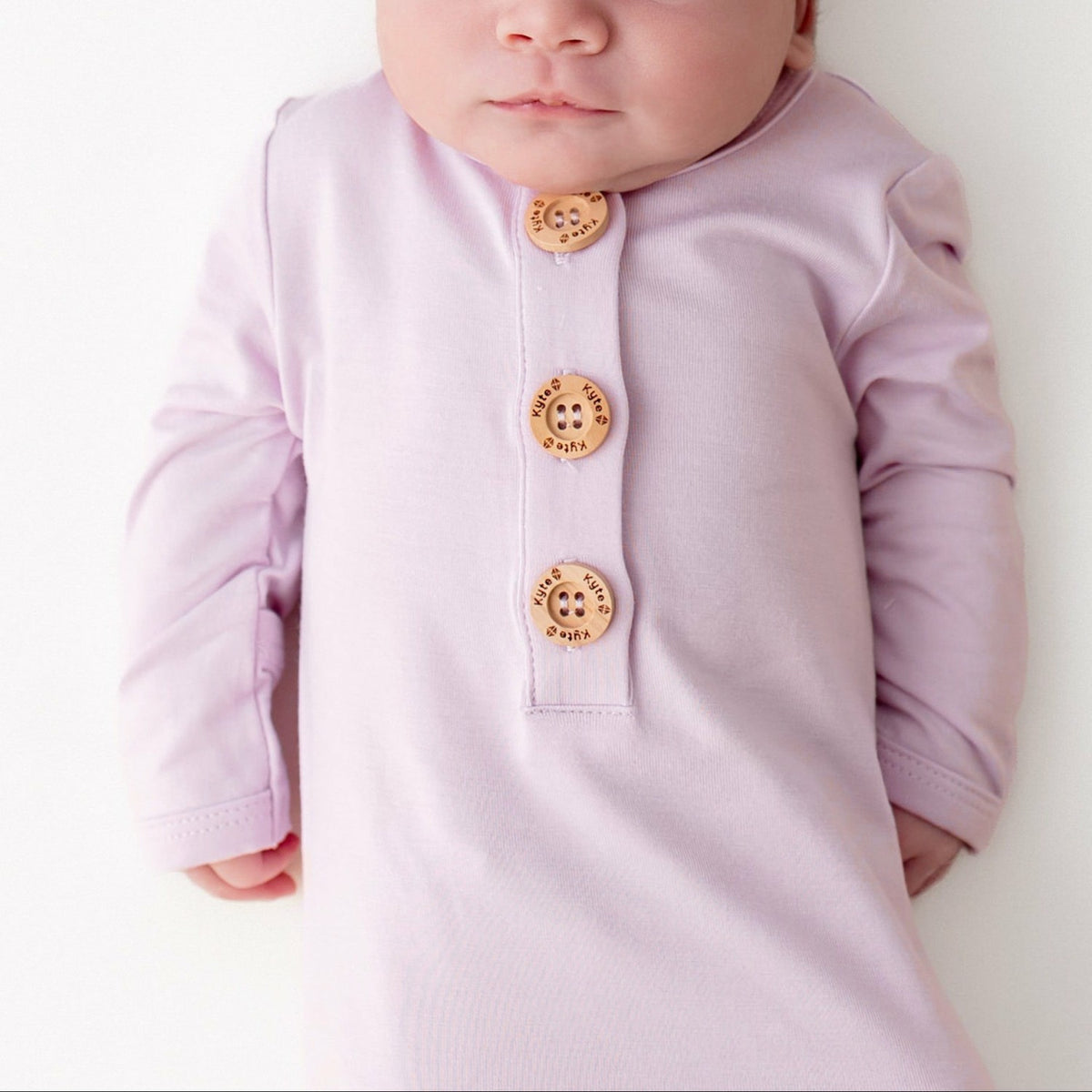 Knotted Day Gown with Hat Set in Thistle | Kyte Baby
