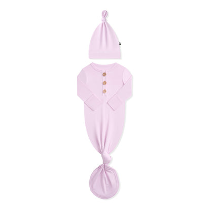 Knotted Day Gown with Hat Set in Thistle | Kyte Baby