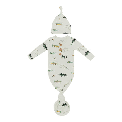 Knotted Day Gown with Hat Set Set in Fishing | Kyte Baby