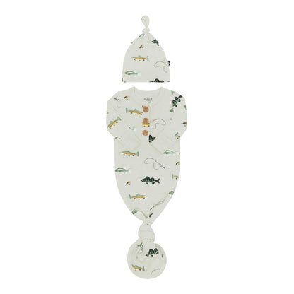 Knotted Day Gown with Hat Set Set in Fishing | Kyte Baby