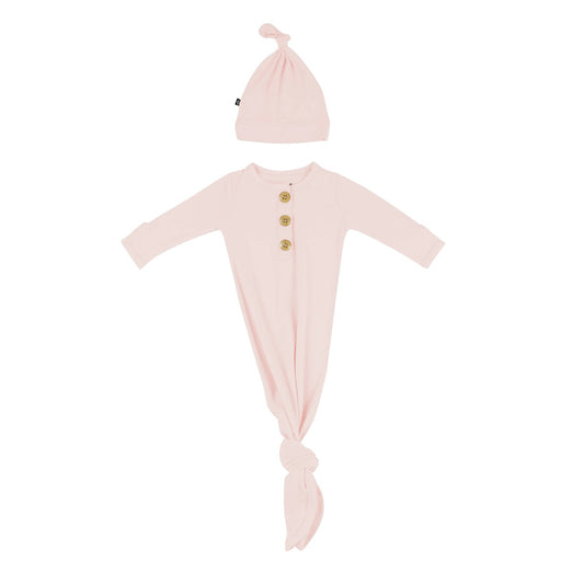 Knotted Gown with Hat Set in Blush | Kyte Baby