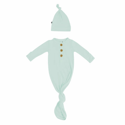 Knotted Gown with Hat Set in Sage | Kyte Baby
