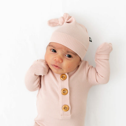 Ribbed Knotted Gown and Hat Blush | Kyte Baby