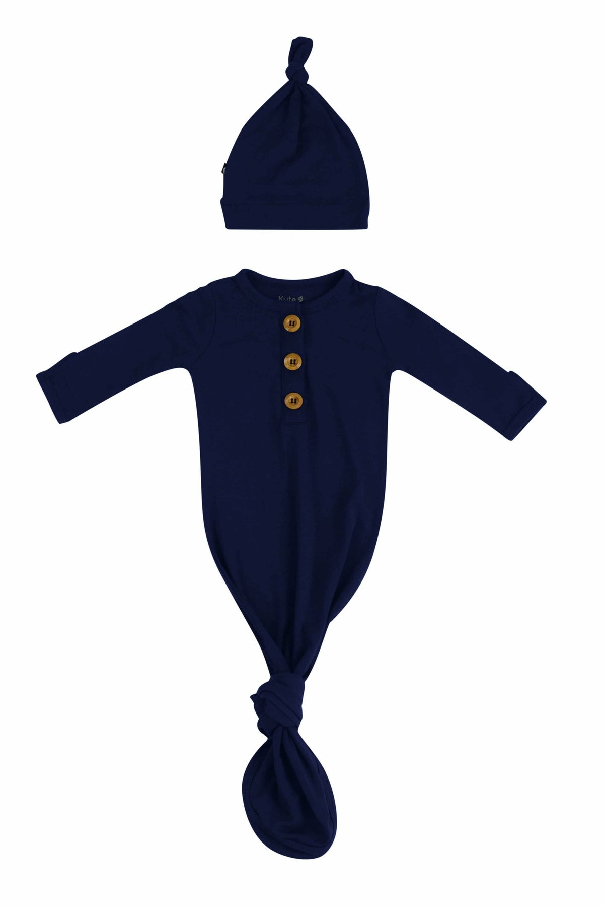 Knotted Gown with Hat Set in Navy | Kyte Baby