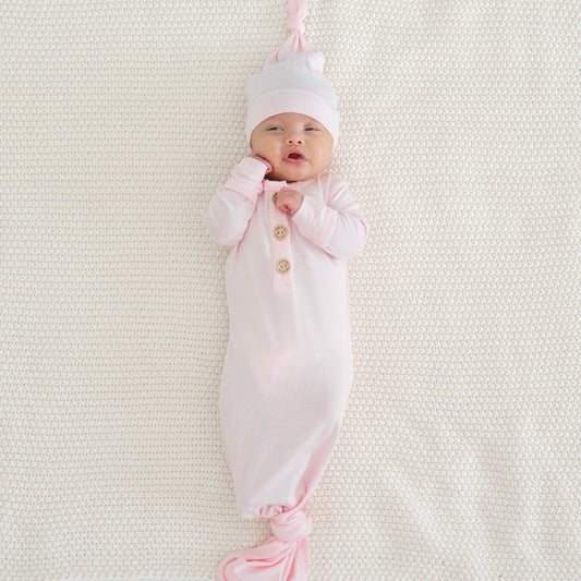 Knotted Day Gown with Hat Set in Sakura | Kyte Baby