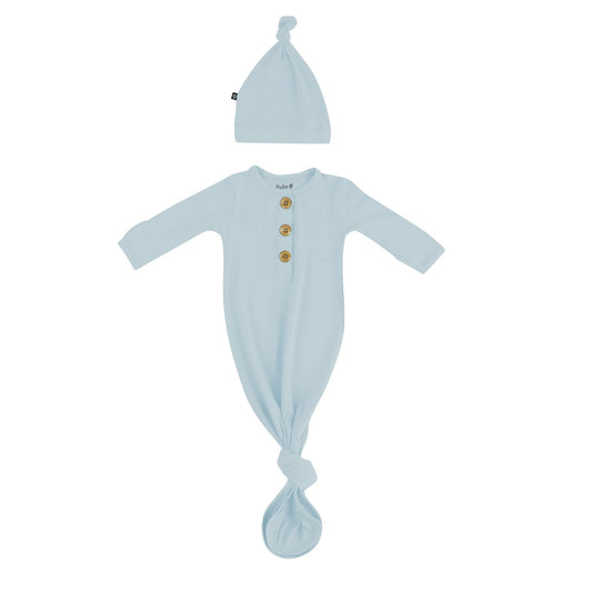 Knotted Gown with Hat Set in Fog | Kyte Baby