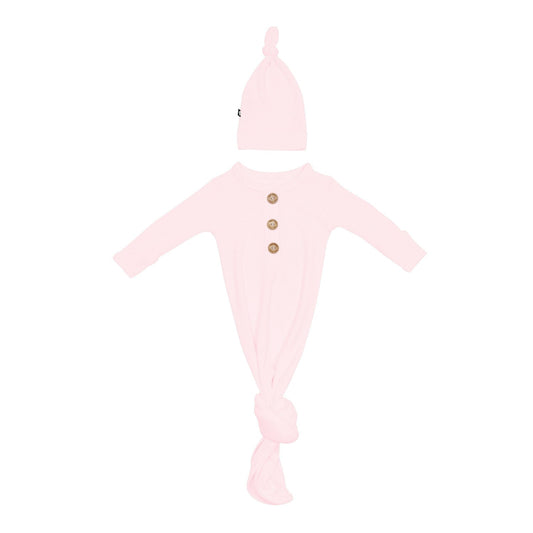 Ribbed Knotted Day Gown with Hat Set in Sakura | Kyte Baby