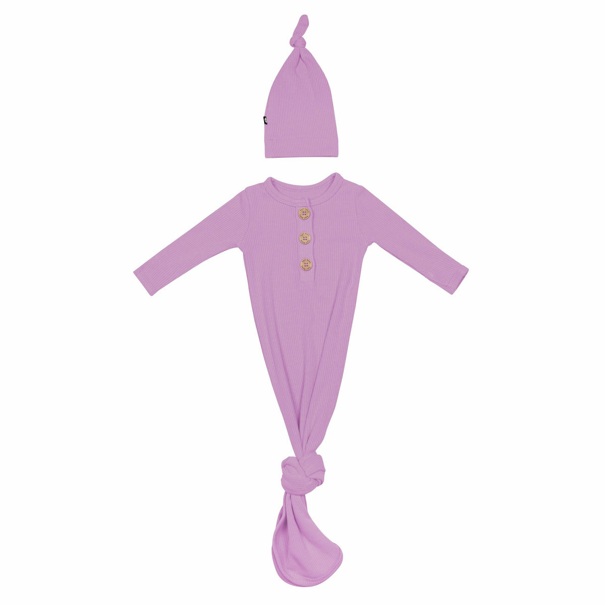 Ribbed Knotted Day Gown with Hat Set in Poi | Kyte Baby