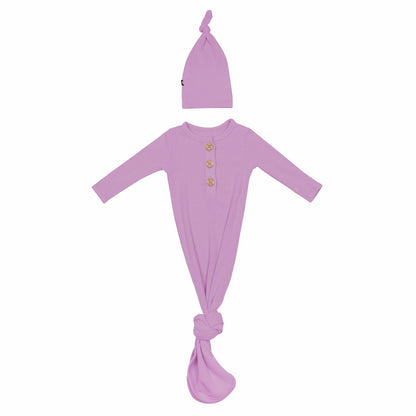 Ribbed Knotted Day Gown with Hat Set in Poi | Kyte Baby
