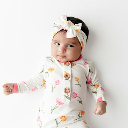 Knotted Gown with Bow Set in Cloud | Kyte Baby
