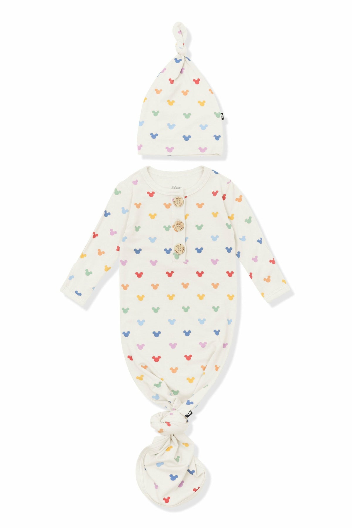 Knotted Day Gown with Hat Set in Pastel Mickey Mouse | Kyte Baby