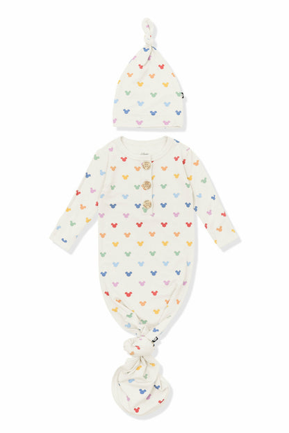Knotted Day Gown with Hat Set in Pastel Mickey Mouse | Kyte Baby