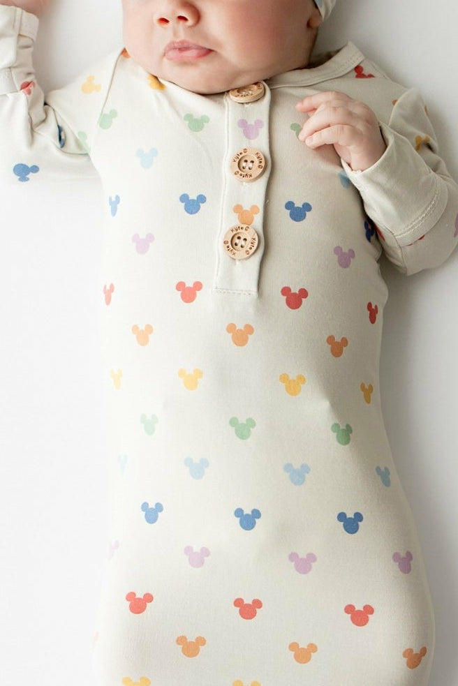 Knotted Day Gown with Hat Set in Pastel Mickey Mouse | Kyte Baby