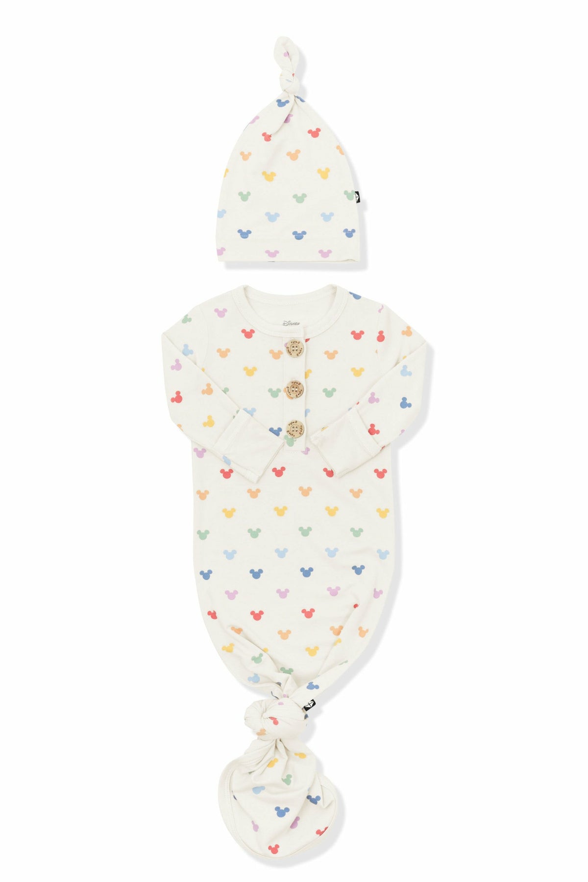 Knotted Day Gown with Hat Set in Pastel Mickey Mouse | Kyte Baby