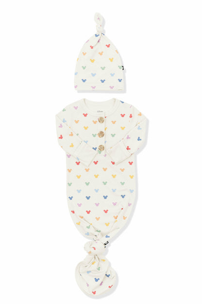 Knotted Day Gown with Hat Set in Pastel Mickey Mouse | Kyte Baby