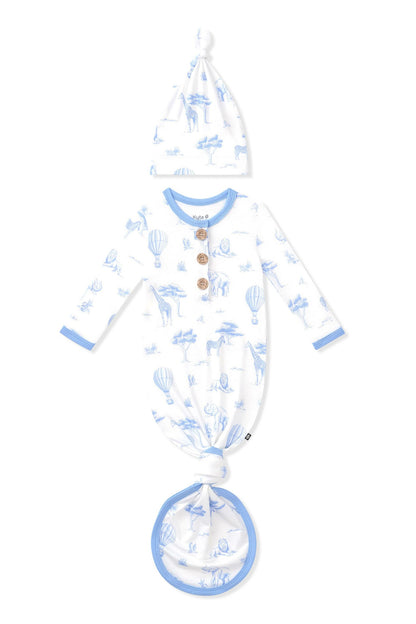 Knotted Day Gown with Hat Set in Toile Safari | Kyte Baby