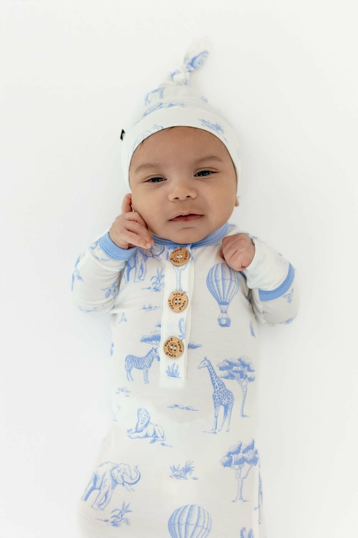 Knotted Day Gown with Hat Set in Toile Safari | Kyte Baby